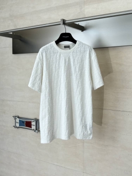 2026 ディオール 夏ニュー タオル刺繍ジャカード クルーネック半袖Tシャツ 洗濯耐久性抜群 ブランド コピー
