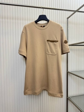 2026 モンクレール 夏新着 レザーポケット クルーネック半袖Tシャツ 柔らか...