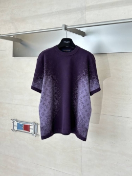 2026 ルイヴィトン 夏限定 ジャカードグラデーション クルーネックTシャツ ゆったりドロップショルダー ブランド コピー