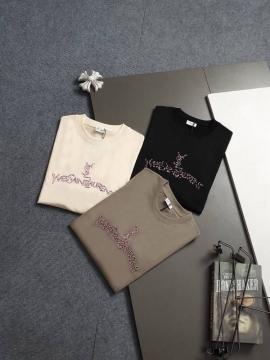 2026 イヴ サンローラン 夏先行販売 ハイエンドカスタム クルーネック半袖Tシャツ オーバーサイズ セレクト ブランド コピー