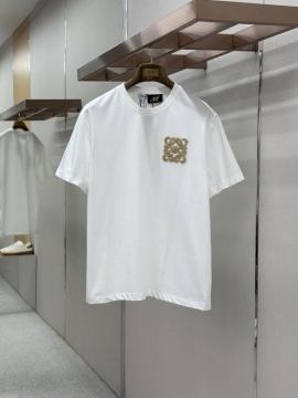 2026 ロエベ 夏ニュー 刺繍タオル刺繍 クルーネック半袖Tシャツ きめ細かく柔らかな肌触り ブランド コピー