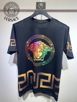 2026 ヴェルサーチ 夏新着 シルケットコットン クルーネック半袖Tシャツ ベーシック シンプル合わせやすい ブランド コピー