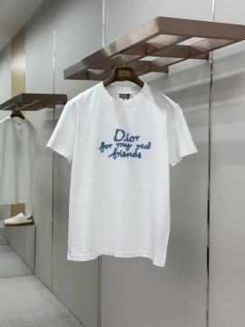 2026 ディオール 夏新着 刺繍タオル刺繍 クルーネック半袖Tシャツ きめ細か...