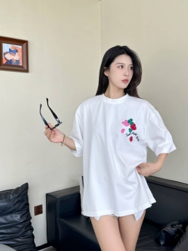 2026 クロムハーツ 夏ニュー 刺繍アップリケ クルーネック半袖Tシャツ デイリービジカジカジュアル ブランド コピー