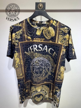 2026 ヴェルサーチ 夏新着 シルケットコットン クルーネック半袖Tシャツ デ...