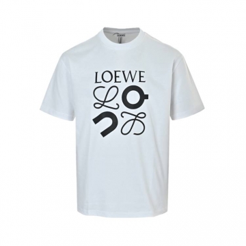 2026 ロエベ 夏限定 プリント クルーネック半袖Tシャツ デイリービジカジカジュアル ブランド コピー