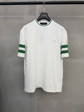 2026 ルイヴィトン 夏新着 チェック柄ジャカード クルーネック半袖Tシャツ ...