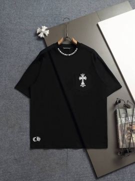 2026 クロムハーツ 夏先行販売 ハイエンドカスタム クルーネック半袖Tシャツ 欧州サイズ大きめ シンプ ブランド コピー