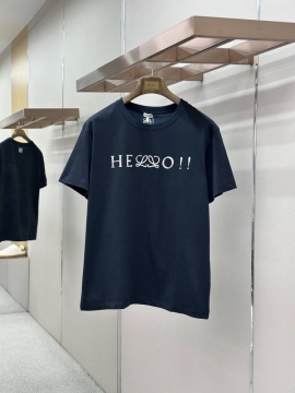 2026 ロエベ 夏限定 ロゴコットン クルーネック半袖Tシャツ リラックスオーバーシルエット ブランド コピー