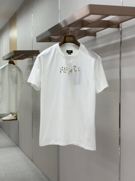 2026 フェンデイ 夏ニュー 刺繍シルケット クルーネック半袖Tシャツ シンプル合わせやすい ブランド コピー