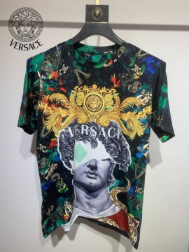 2026 ヴェルサーチ 夏新着 クルーネック半袖Tシャツ シルケットコットン ゆ...