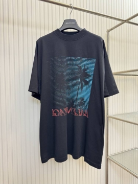 2026 バレンシアガ 夏新着 パームツリー クルーネック半袖Tシャツ リラックスオーバーシルエット ブランド コピー