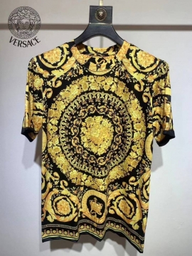 2026 ヴェルサーチ シルケットコットン 夏新着 クルーネック半袖Tシャツ ゆったりドロップショルダー ブランド コピー