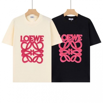 2026 ロエベ 夏コーデ ビジカジ クルーネック半袖Tシャツ ゆったりドロップショルダー ブランド コピー