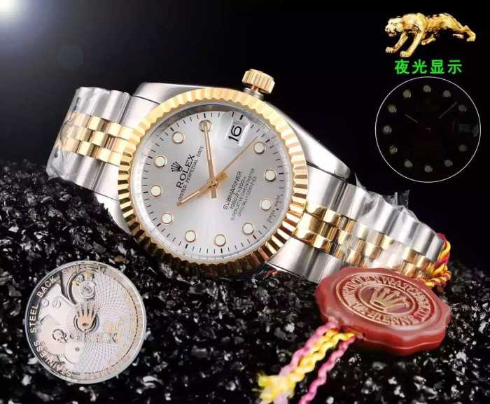 手元を華やかにロレックス ROLEX 重宝するシンプルな男女兼用腕時計 2色可選