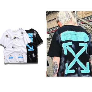 シンプル 半袖Tシャツ 2020最安値 2色可選 OffWhite オフホワイト 有名人同じアイテム