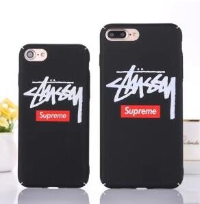 SUPREME STUSSYコラボ アイフォンケースカバー IPHONE 7Plusケース 携帯カバー　ボックスロゴブラック