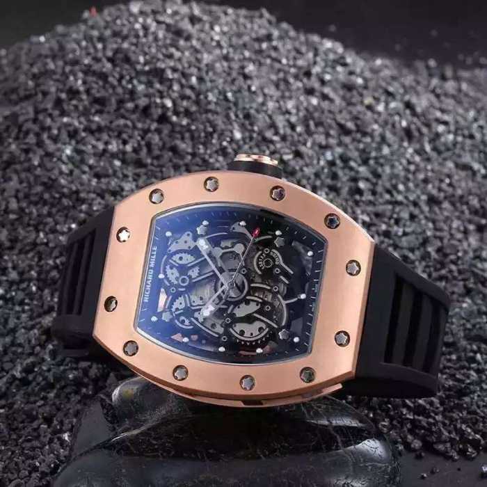 高級感を引き立てる 2020 リシャールミル RICHARD MILLE 機械式自動巻き透かし彫りムーブメント 男性用腕時計 2色可選