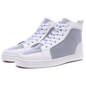 格安通販Christian Louboutinルブタン偽物メッシュハイカットメンズスニーカーコピー今年大流行ホワイト本革シューズ