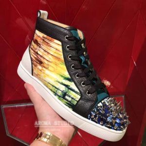 高級感を演出するルブタン新作コピーChristian Louboutinメンズハイカットスパイク春夏季新作シューズ靴