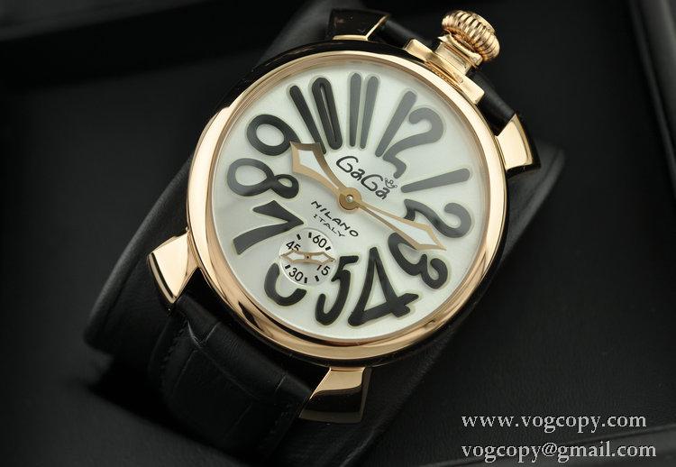 GaGaMILANO ガガミラノ腕時計 日本製クオーツ ブラック インデックス 　ホワイト ケース