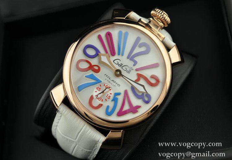 GaGaMILANO ガガミラノ腕時計 2針 機械式手巻き夜光効果 マルチカラーインデックス インデックス ケース