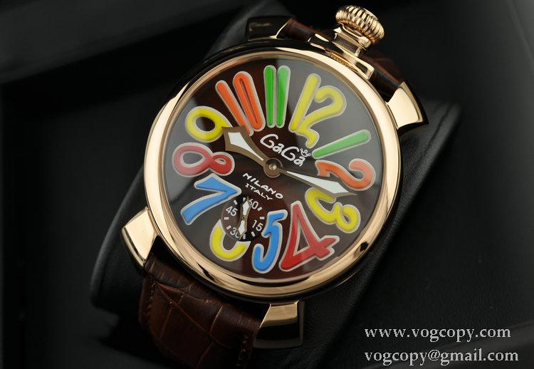 GaGaMILANO ガガミラノ腕時計 日本製クオーツ マルチカラーインデックス 自動巻き 2針 機械式手巻き夜光効果
