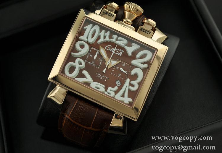 ガガミラノ腕時計 日本製クオーツ GaGaMILANO サファイヤクリスタル風防 5針 クロノグラフ日付表示夜光効果