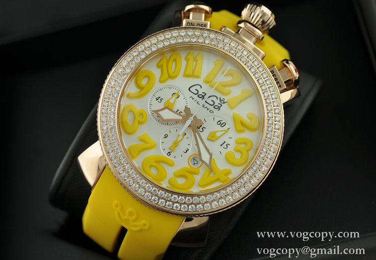 ガガミラノ腕時計 GaGaMILANO 6針 クロノグラフ日付表示 ステンレス回転ベゼル インデックス