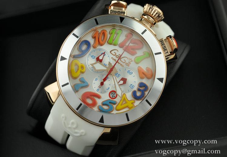 GaGaMILANO ガガミラノ腕時計 日本製クオーツ 日本製クオーツ　6針 　ホワイト ラバー