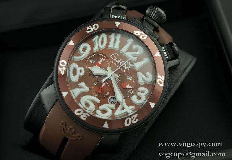 ガガ ミラノ 60545 クロノ 48mm SSPVD ブラウン文字盤白インデックス クォーツ ラバー