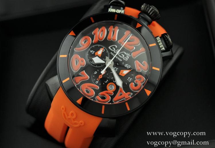 GaGaMILANO ガガミラノ腕時計 6針 クロノグラフ日付表示 ステンレス回転ベゼル ブラック ケース