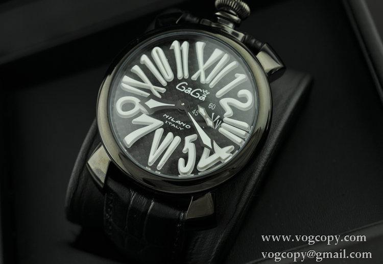 ガガミラノ腕時計 GaGaMILANO 日本製クオーツ インデックス マヌアーレ クロノ 48 SSPVD レザー インデックス インデックス