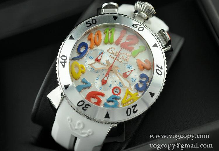ガガミラノ腕時計 GaGaMILANO 日本製クオーツ　6針 クロノメーター搭載 ラバー マルチカラーインデッ クス デザイン