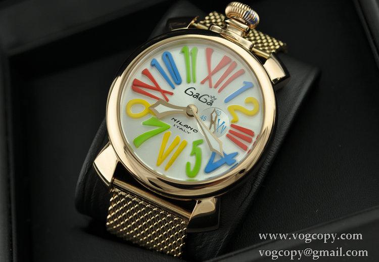 ガガミラノ腕時計 GaGaMILANO マヌアーレ クロノ 48 SSPVD マルチカラーインデックス