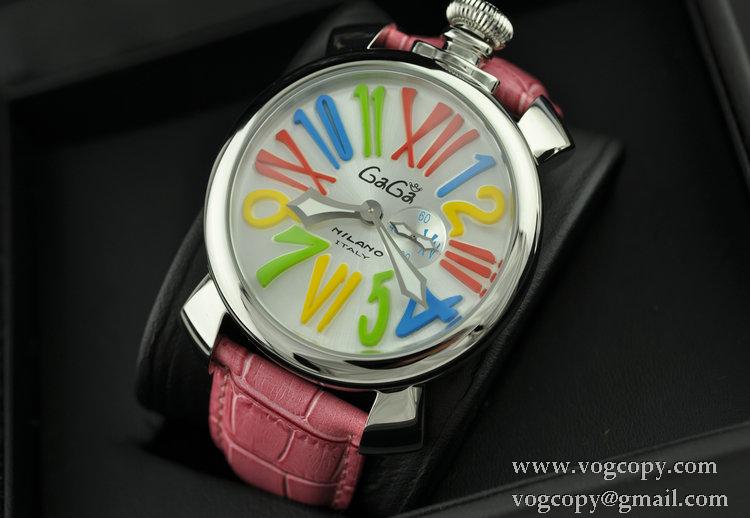 ガガミラノ腕時計 GaGaMILANO マルチカラーインデックス ガガ ミラノ マヌアーレ クロノ 48 SSPVD レザー