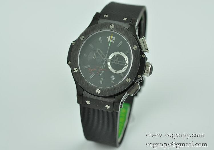 Hublotウブロ メンズ腕時計 日本製クオーツ 6針クロノグラフ 日付表示 ラバー 41MM