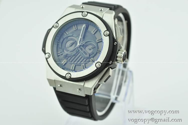 Hublotウブロ メンズ腕時計 日本製クオーツ 5針クロノグラフ 日付表示 52MM ラバー