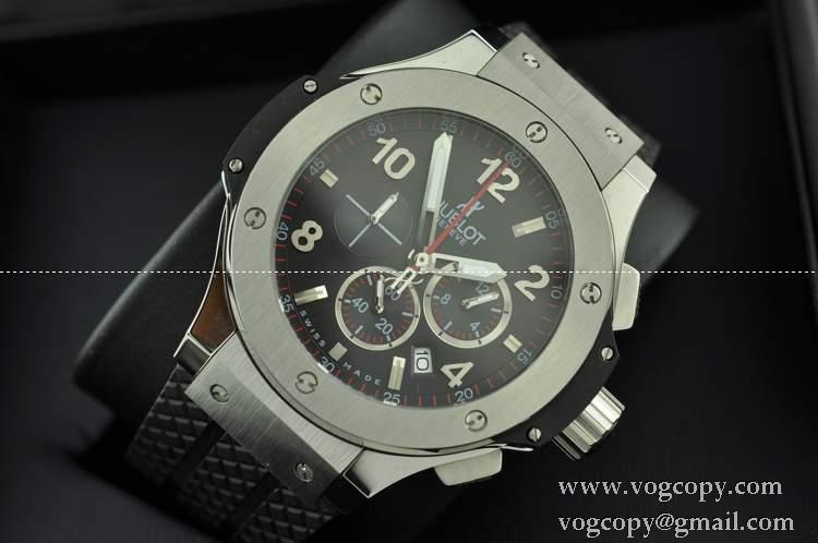 日本製クオーツ Hublotウブロ メンズ腕時計 6針クロノグラフ 日付表示 45MM