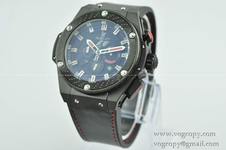 Hublotウブロ メンズ腕時計 日本製クオーツ 6針クロノグラフ 日付表示 52MM ラバー ブラック