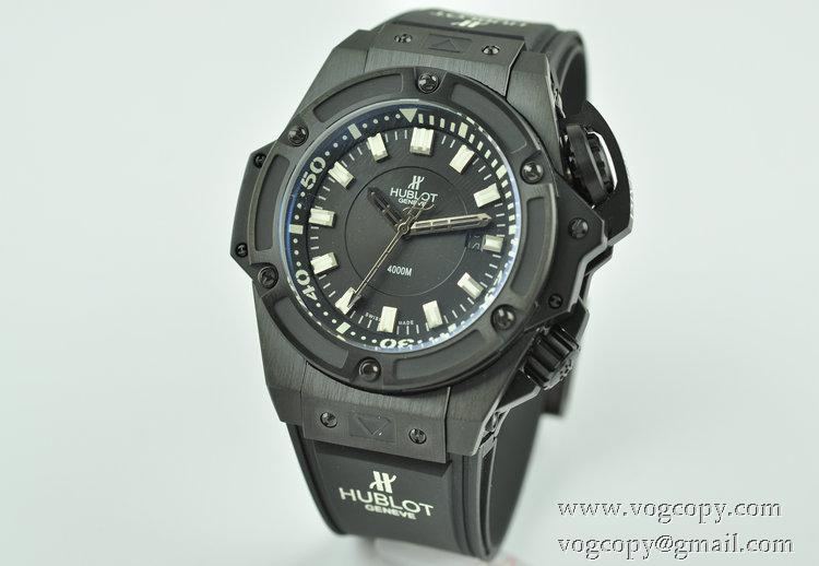 Hublotウブロ メンズ腕時計 自動巻き 3針クロノグラフ 日付表示 52MM ラバー サファイヤクリスタル風防 BLACK