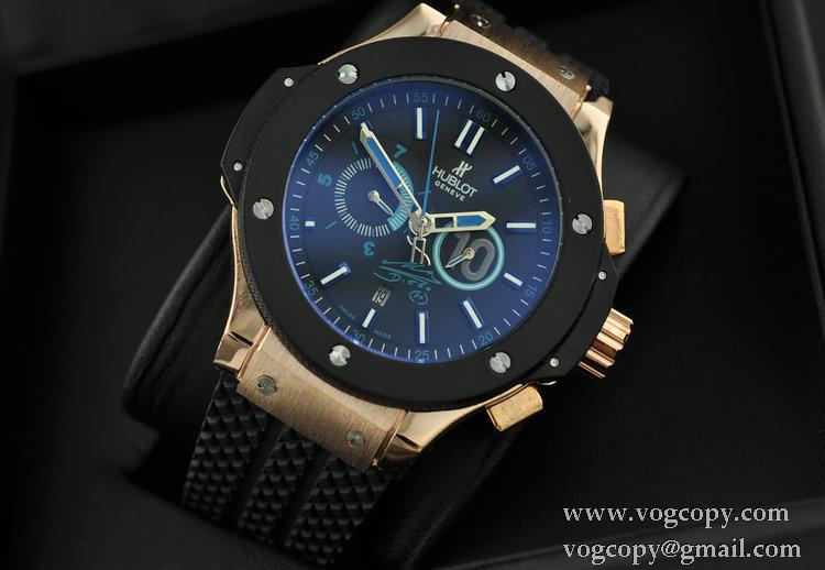 Hublotウブロ メンズ腕時計 自動巻き 5針クロノグラフ 日付表示 ラバー 4608mm サファイヤクリスタル風防