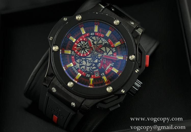 自動巻き Hublotウブロ メンズ腕時計 6針クロノグラフ 日付表示 ラバー 4529mm サファイヤクリスタル風防