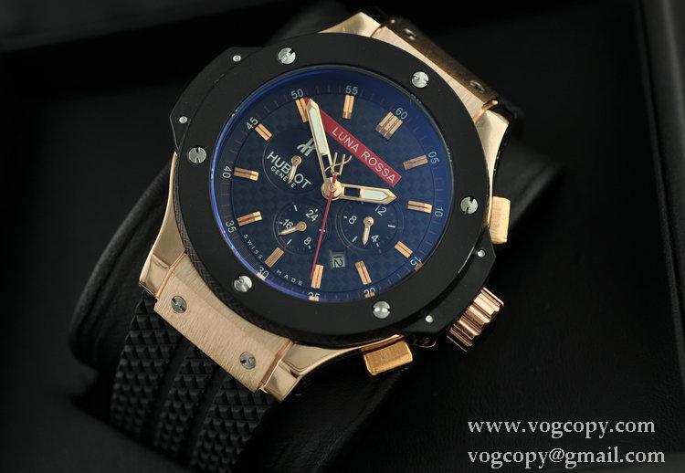 自動巻き Hublotウブロ メンズ腕時計 6針クロノグラフ 日付表示 ラバー 4582mm サファイヤクリスタル風防