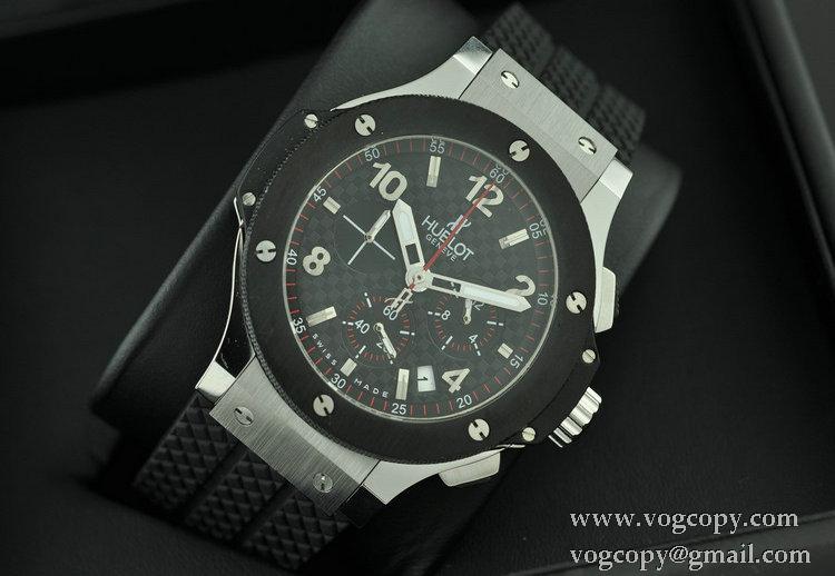 Hublotウブロ メンズ腕時計 日本製クオーツVK クロノグラフ 日付表示 サファイヤクリスタル風防 ラバー