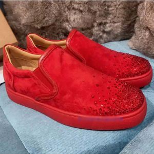 真っ赤ルブタンコピーメンズChristian Louboutinローカットスリッポンスニーカーシューズ最終数量限り
