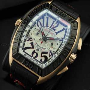 世界最高峰FRANCK MULLER フランクミュラー メンズ腕時計 日付表示 夜光効果 レザー BLACK