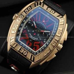 夜光効果あるFRANCK MULLER フランクミュラー メンズ腕時計 日本製クオーツ 5針クロノグラフ 青文字盤