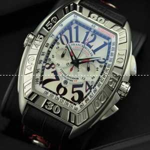 日本製クオーツ 5針 夜光効果 FRANCK MULLER フランクミュラー メンズ腕時計 日付表示 シルバー