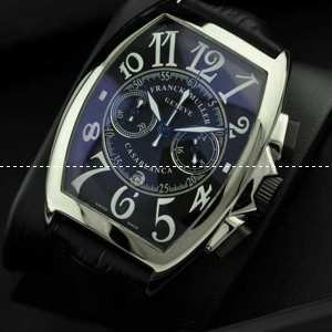 日本製クオーツ 5針クロノグラフ 日付表示 FRANCK MULLER フランクミュラー メンズ腕時計 青文字盤 レザー